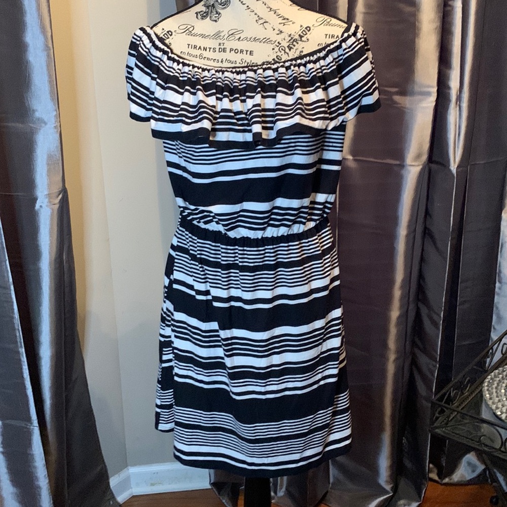 Derek Heart Striped Off-shoulder or Cap Sleeves Mini Dress NWT L